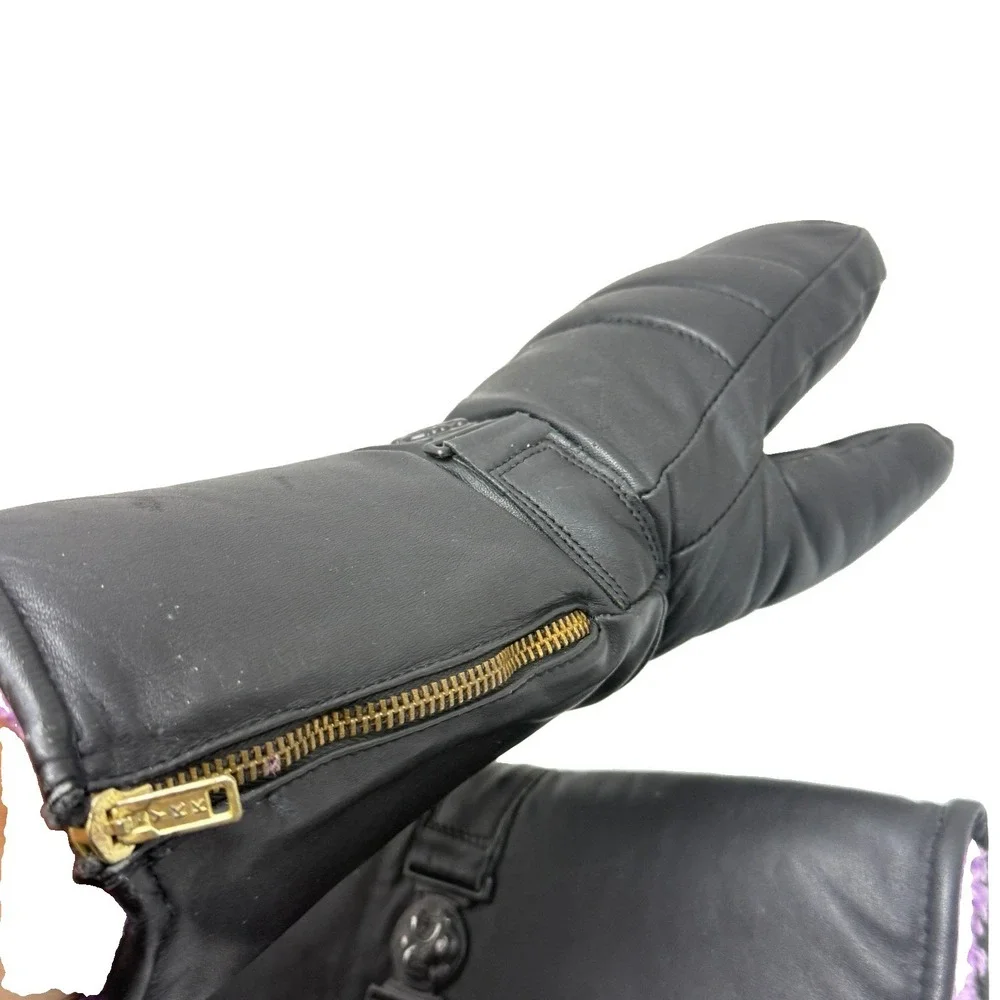 Arctic Cat Vintage 70s Cowhide Leather Snowmobile Mittens Mens S Purple Ski